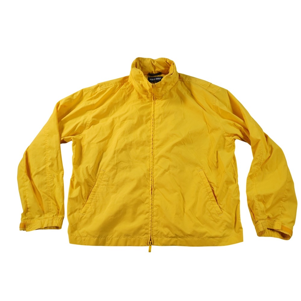 Polo Ralph Lauren Golf Windbreaker Jacket Mens XL Yellow Full Zip Mock Neck